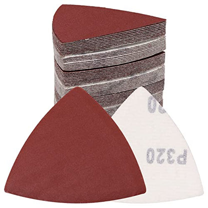 120 Pcs Triangle Sanding Pads, 320 Grits Detail Sander Sandpaper Hook and Loop Sanding Sheet,3-1/8"(80mm) Triangular Sandpaper for 3-1/8" Oscillating Multi Tool, No Holes - size: 320 Grit, style: No Hole