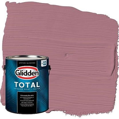 Glidden Total Interior Wall Paint & Primer All-in-One, Mauve Madness/Purple, Flat, 1 Gallon - color: Mauve Madness, size: 128 Fl Oz (Pack of 1)