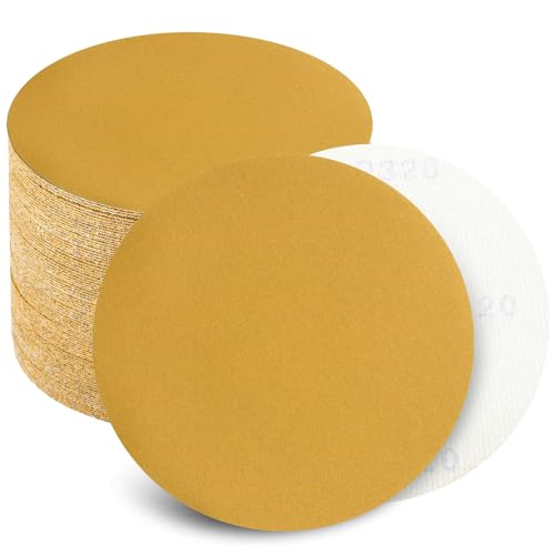 6 Inch Sanding Discs Hook and Loop No Hole, 320 Grit Sandpaper, Da Sandpaper for Automotive and Woodworking, 100 Pack - style: 320 Grit