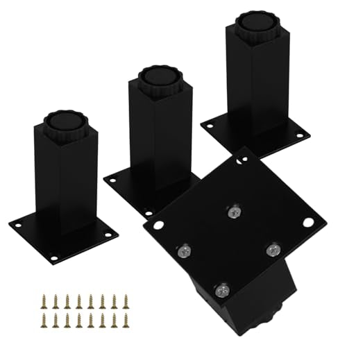 4 Inch Square Metal Furniture Legs Set of 4, Black