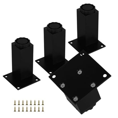 4 Inch Square Metal Furniture Legs Set of 4, Black