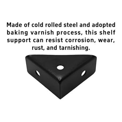 4Pcs 38mm x 38mm Triangle Corner Brackets with Screws, Metal Angle Shelf Braces for Desk, Bed, Table, Cabinets, and Shelves(Black) - size: Black