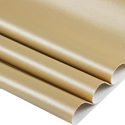 Ramya Smooth Solid Color Gold Faux Leather Sheets 1Rolls 12"X53"(30cm X 135cm),Faux Leather is Great for Handmade DIY Craft Projects, Bows,Leather Earrings (Gold) - color: Gold