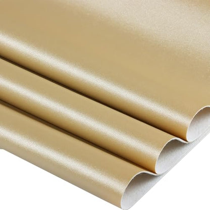 Ramya Smooth Solid Color Gold Faux Leather Sheets 1Rolls 12"X53"(30cm X 135cm),Faux Leather is Great for Handmade DIY Craft Projects, Bows,Leather Earrings (Gold) - color: Gold