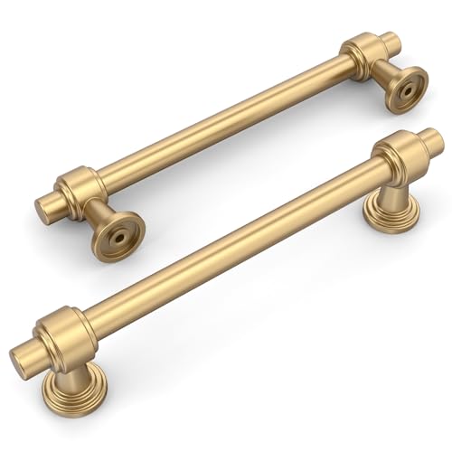 Amerdeco 10 Pack Champagne Bronze Cabinet Pulls 5 Inch(128mm) Hole Center Drawer Pulls Cabinet Hardware Kitchen Cabinet Handles for Bathroom Dresser Pulls ZH0069 - color: Champagne Bronze, size: 5" Hole Center