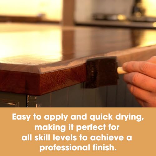 Furniture Clinic Danish Oil + 4 Pack Foam Brushes | 8.5oz/250ml Wood Oil for Furniture | Restore, Seal & Protect Oak, Pine, Teak & More | Non-Toxic Natural Satin Finish | Repels Water, Stains, & Dirt