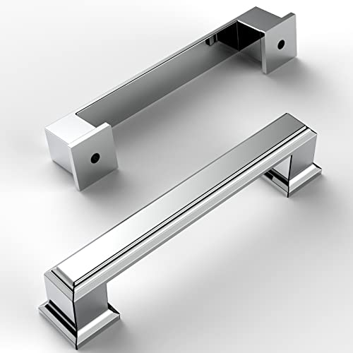 Amerdeco 10 Pack Polished Chrome Cabinet Pulls 3 Inch(76mm) Hole Center Cabinet Hardware Kitchen Cabinet Handles for Bathroom Drawer Pulls Dresser Pulls ZH0001 - color: Polished Chrome, size: 3" hole center, style: 10 Pack