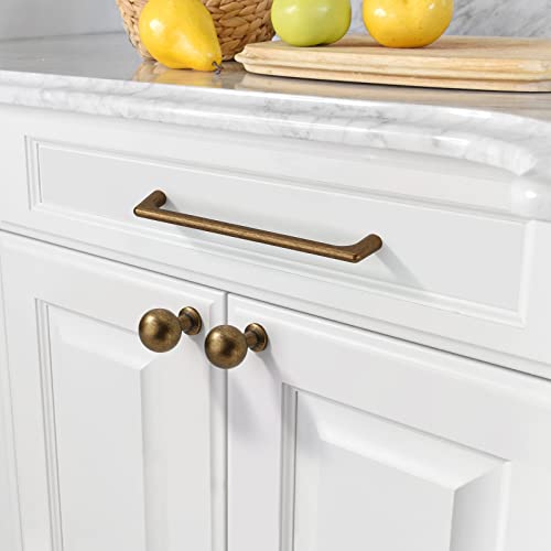 Amerdeco 10 Pack Antique Brass Cabinet Pulls 6.3" - color: Antique Brass, size: 6.3" hole center