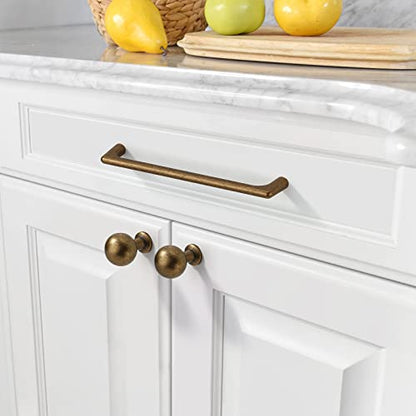 Amerdeco 10 Pack Antique Brass Cabinet Pulls 6.3" - color: Antique Brass, size: 6.3" hole center