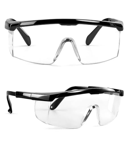 antools 2 Pack ANSI Z87+ Safety Glasses, Anti-Fog, Scratch-Resistant, Adjustable Temples, Clear Protective Eyewear, Lab Goggles