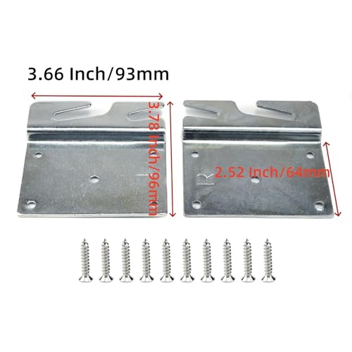 Mcredy 2 Pcs Heavy Duty Wood Bed Rail Hooks Plates Replacement with Screws - size: Silver, 2 pieces