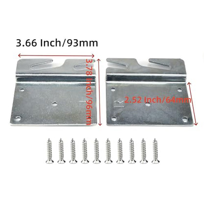 Mcredy 2 Pcs Heavy Duty Wood Bed Rail Hooks Plates Replacement with Screws - size: Silver, 2 pieces