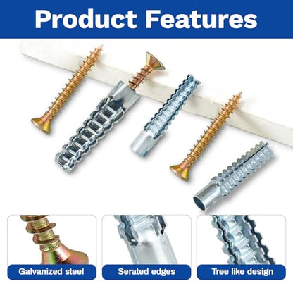 100Pcs M4 M6 Hollow Wall Anchors with Screws, Loose Hinge Hole Repair Kits - size: M4/6-100 Pcs