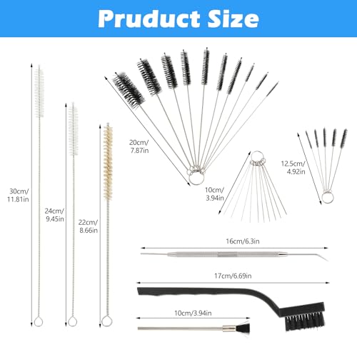 22 Pcs Spray Gun Cleaning Kit, Multi-Purpose Paint Gun Cleaning Kit with Nylon Bristles and Flexible Wire, Reusable Rust-Resistant Paint Sprayer Clean Tool for Air Airbrush Maintenance