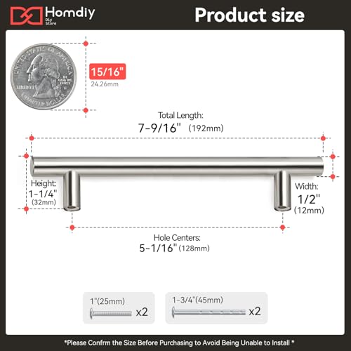 homdiy 20 Pack Cabinet Pulls Modern Drawer Pulls - HD201SN Kitchen Cabinet Handles Cupboard Handles Brushed Nickel Cabinet Hardware Stainless Steel Drawer Handls, 5in Hole Centers - color: Brushed Nickel, size: 5in hole centers