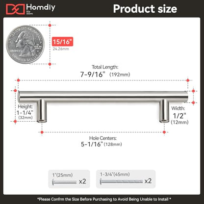 homdiy 20 Pack Cabinet Pulls Modern Drawer Pulls - HD201SN Kitchen Cabinet Handles Cupboard Handles Brushed Nickel Cabinet Hardware Stainless Steel Drawer Handls, 5in Hole Centers - color: Brushed Nickel, size: 5in hole centers
