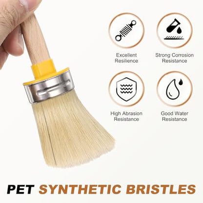 uxcell Wax Paint Brushes 2x1.2 Chalk Stencil Brush Oval PET Fiber Bristle - size: 2 x 1.2 Inch