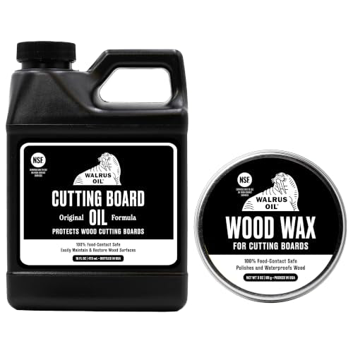 WALRUS OIL - Cutting Board Oil (16oz) and Wood Wax (3oz) Set. for Cutting Boards, Butcher Blocks, Wooden Spoons, and Bowls. 100% Food-Safe.
