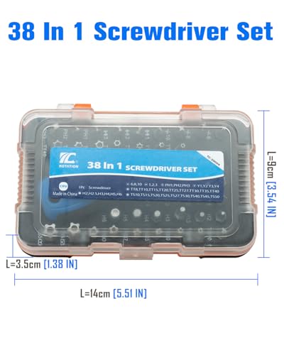 ROTATION 38PC 1/4 Bit Driver Screwdriver Bit Set - style: 38pc