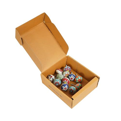Ceramic Cabinet Knobs Set of 12, Multicolor Drawer Pull - color: Multicolor