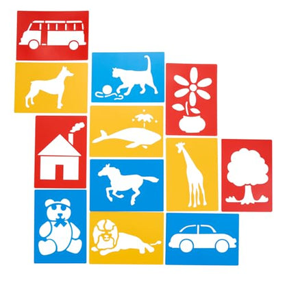 Colorations Large Washable Plastic Everyday Objects Stencils - Set of 12 - style: XL Stencils 12PK