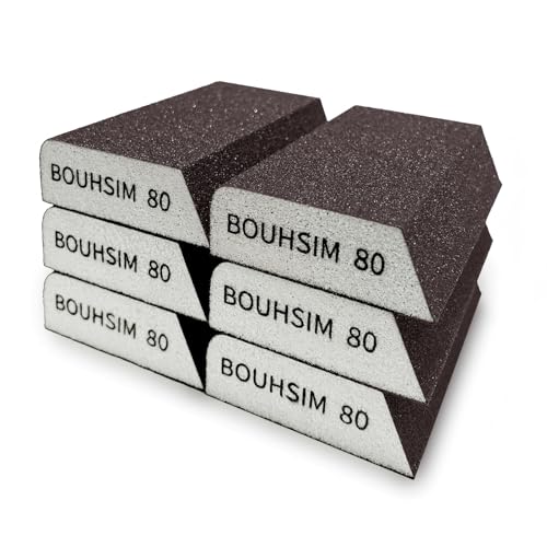6 Pack 80 grit Sanding Sponges,Washable and Reusable Handmade Sandpaper Block，Sanding Blocks for Wood, Drywall Sanding Block, Metal&Drywall Sanding,Sandpaper Blocks Pads - size: 6 Pack 80 grit