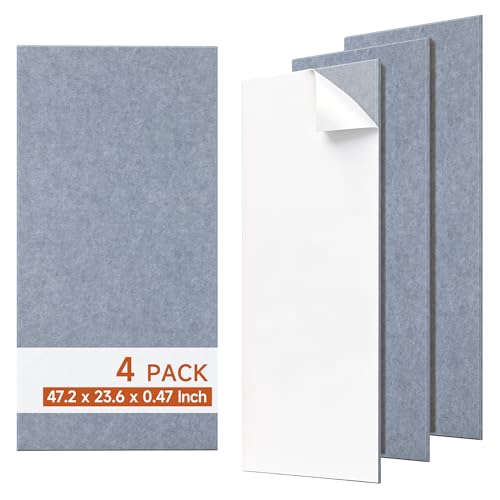Acoustic Wall Panels,Peel and Stick,47.2"x23.6",4 Pack,Light Gray - color: Light Gray, size: 4 Pack