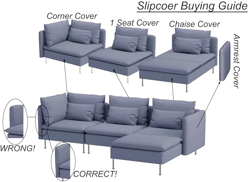 Heavy Velvet SODERHAMN Chair Cover Compatible with IKEA Sofa Slipcover - color: Velvet Light Blue, size: 1 Seat Section