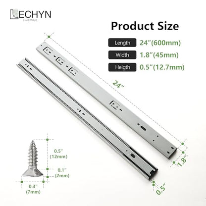10 Pair Soft Close Drawer Slides 24 Inch, Heavy Duty 3 Fold Full Extension Ball Bearing Self Closing Drawer Rails Side Mount for Kitchen Cabinet Drawer, Dresser, 100 LB Capacity - size: 24 Inch (600mm), style: 10 Pair