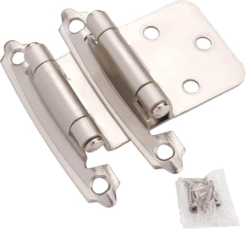 Decobasics 25 Pairs (50pcs) Self Closing Variable Overlay Flush Cabinet Hinge - Satin Nickel - color: As the picture shown, size: 1/2"