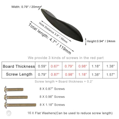 4Pcs Arcuate Pulls Handles Knob,3.8" C-C Modern Elegant Curved Handle Cabinet Pulls,Create a Spatial Aesthetic,S-Shaped Solid Zinc Alloy Drawer Pull (Matte Black, 3.8" Hole Centers) - color: Matte Black, size: 3.8" Hole Centers
