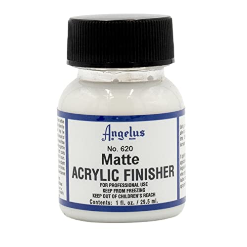 Angelus Matte Acrylic Finisher 1 fl oz – Flexible Clear Coat for Leather Shoes, Bags, Jackets & Accessories, Matte Acrylic Sealer Varnish for Leather Craft & Restoration. No. 620