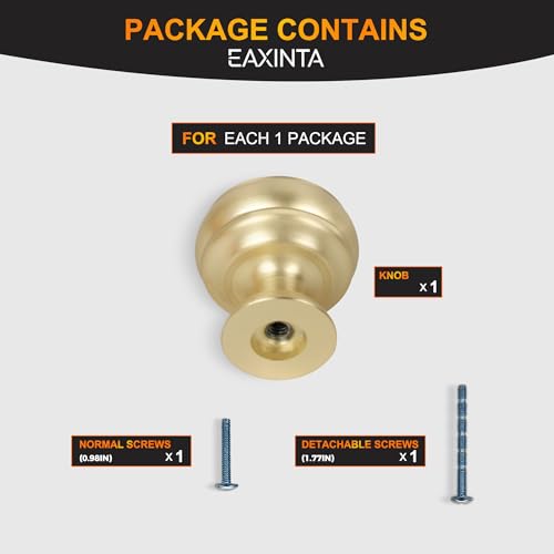 10 Pack Brushed Gold Cabinet Knobs, 1-1/4 Inch Zinc Alloy knob - color: Brushed Gold