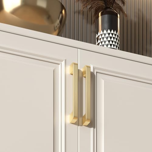Brushed Gold Cabinet Pulls 3 Inch Gold Cabinet Handles 10 Pack - color: Brushed Gold, size: 3 Inch (76 mm) Hole Centers