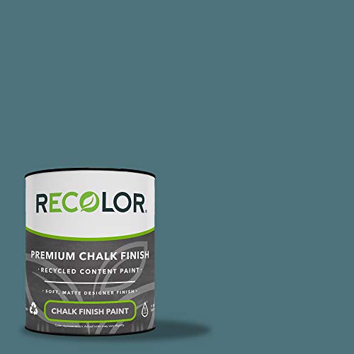 RECOLOR Eco-Friendly Interior Chalk Paint, Matte Finish, 1 Quart, River - color: Chalk - River, size: 32 Fl Oz (Pack of 1)