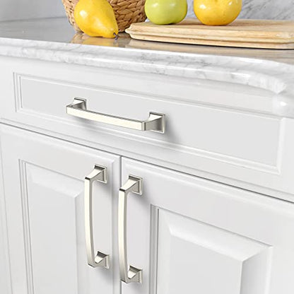 Amerdeco 10 Pack Kitchen Cabinet Handles Brushed Satin Nickel Cabinet Pulls 5 Inch(128mm) Hole Center Cabinet Hardware for Bathroom Drawer Pulls Dresser Pulls AM0002 - color: Brushed Satin Nickel, size: 5"/128mm Hole Center