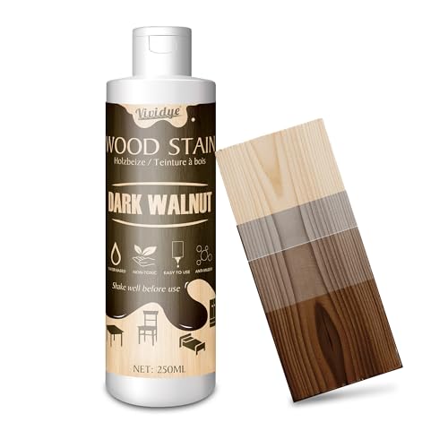 Wood Stain, 8.5oz/250ml Water Based Wood Stain for Indoor and Outdoor Furniture, Cabinet, Door, Trim and More - Fast Drying, Low Odor＆Non-Toxic, Easy to Apply, Multiple Finishes (Dark Walnut) - color: Dark Walnut