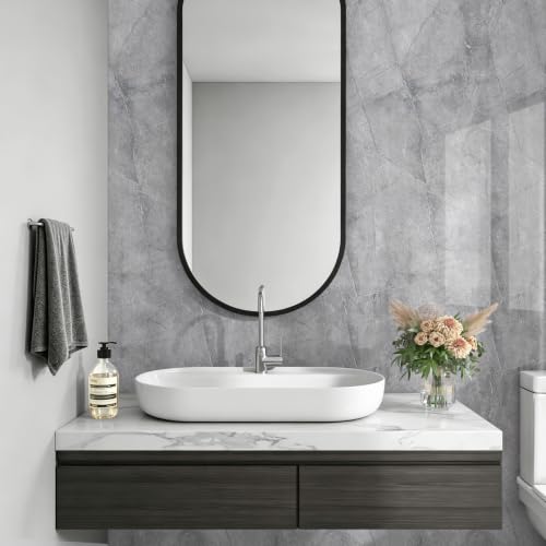 Livelynine Marble Granite Contact Paper for Countertops Waterproof Peel and Stick Counter Top Renter Friendly Wallpaper Kitchen Vinyl Wrap Self Adhesive White Grey Cabinets Desk Cover Panels 15.8x78.8 - color: Grey and White, size: 15.8" x 78.8"