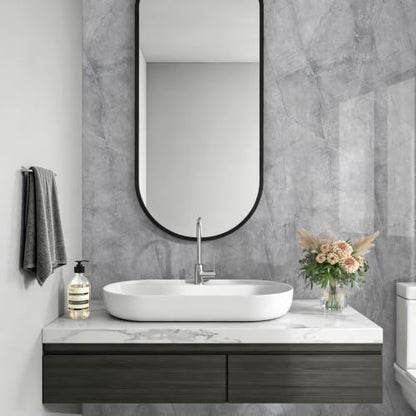 Livelynine Marble Granite Contact Paper for Countertops Waterproof Peel and Stick Counter Top Renter Friendly Wallpaper Kitchen Vinyl Wrap Self Adhesive White Grey Cabinets Desk Cover Panels 15.8x78.8 - color: Grey and White, size: 15.8" x 78.8"
