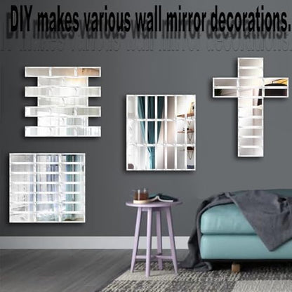 Peel and Stick Beveled Mirror Glass Tile.2.5x1 Inch Mirror Backsplash Tiles. Cute Mirror Strip Tile for Kitchen, Bathroom Wall.32 Pcs - size: 2.5x1 inch ( 32 Pack )