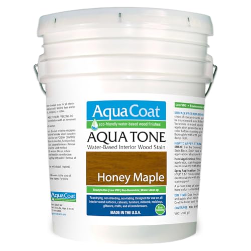 Aqua Tone Water-Based Wood Stain (Honey Maple, 5 Gallon) - color: Honey Maple, size: 5 Gallon