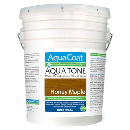 Aqua Tone Water-Based Wood Stain (Honey Maple, 5 Gallon) - color: Honey Maple, size: 5 Gallon