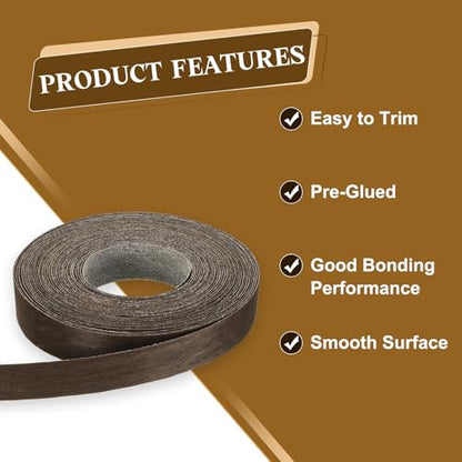 uxcell 3/4 Inch x 26ft Wood Veneer Edge Banding, Pre-Glued Flexible Eucalyptus Edging Strips, Iron on with Hot Melt Adhesive Wood Tape for Cabinet Repair and Furniture Restoration - size: 3/4 Inch x 26ft