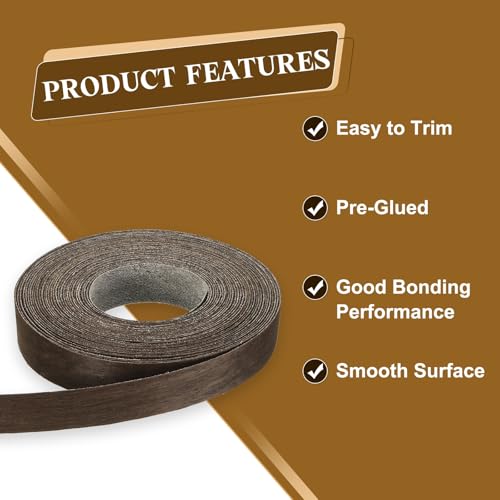 uxcell 3/4 Inch x 26ft Wood Veneer Edge Banding Pre-Glued Flexible Strips - size: 3/4 Inch x 26ft