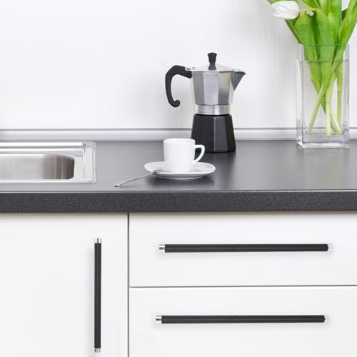 10 Pack 12-5/8 Inch(320mm) Matte Black and Polished Chrome Kitchen Cabinet Handles Knurled Cabinet Pulls Black Drawer Pulls Kitchen Hardware - color: Black And Polished Chrome, size: 12-5/8'' Hole Center(320mm)