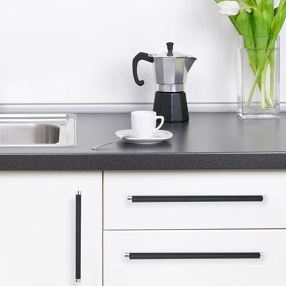 10 Pack 12-5/8 Inch(320mm) Matte Black and Polished Chrome Kitchen Cabinet Handles Knurled Cabinet Pulls Black Drawer Pulls Kitchen Hardware - color: Black And Polished Chrome, size: 12-5/8'' Hole Center(320mm)