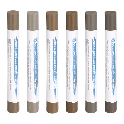 HARFINGTON Wood Filler Sticks 6 Colors Wooden Wax Touch Up Furniture Repair Crayons for Medium Brown 10-11, Space Gray, Light, Gray Oak, Gray - color: Space Gray Series