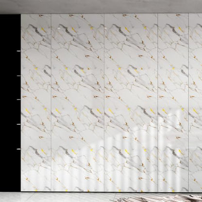 Glossy White Gold Marble Contact Paper 23.6" x 236" Peel and Stick Wallpaper - color: White/Gold, size: 23.6" x 236"