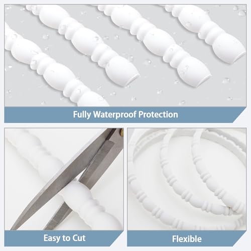118" x 0.39" Peel & Stick Ball and Spindle Decorative Molding Trim, Flexible 3D Wall Moulding Strip for Home Decoration, Bathroom Mirror Frame, Cabinet, Backsplash Tile (Unfinished White) - size: 118" x 0.39"