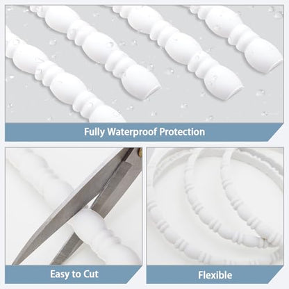 118" x 0.39" Peel & Stick Ball and Spindle Decorative Molding Trim, Flexible 3D Wall Moulding Strip for Home Decoration, Bathroom Mirror Frame, Cabinet, Backsplash Tile (Unfinished White) - size: 118" x 0.39"